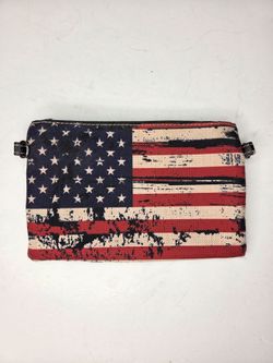 Montana West Canvas Distressed Red White And Blue American Flag Wristlet