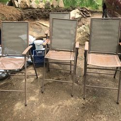 4 Metal Folding Chairs Patio Set Furniture 