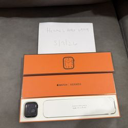 Apple Watch Series 7 Hermes 45mm Space Black Stainless Steel w/ Noir Single Tour