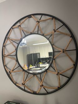 Modern/industrial round accent mirror
