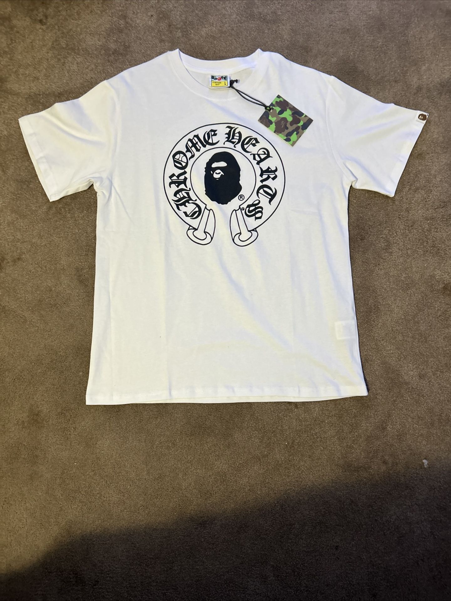 Bape x Chrome Heart T-Shirt Large White Short Sleeve Tee