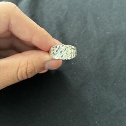 925 Silver Nugget Ring With Diamond Cut