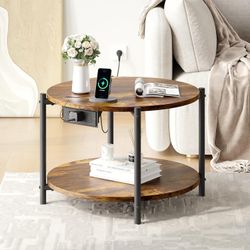 2-Tier Round End Table （23.6”）