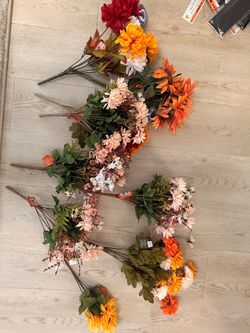 Artificial Fall Flower Bouquets – Lot of 9