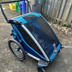 Thule Chariot Cross Double Child Bike Trailer Seat Stroller With Ski Attachment