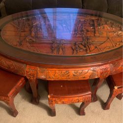 Antique table with six small table