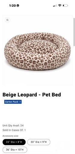 Beige Leopard Print Round Pet Bed