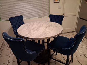 Faux Marble Counter-Height Dining Table