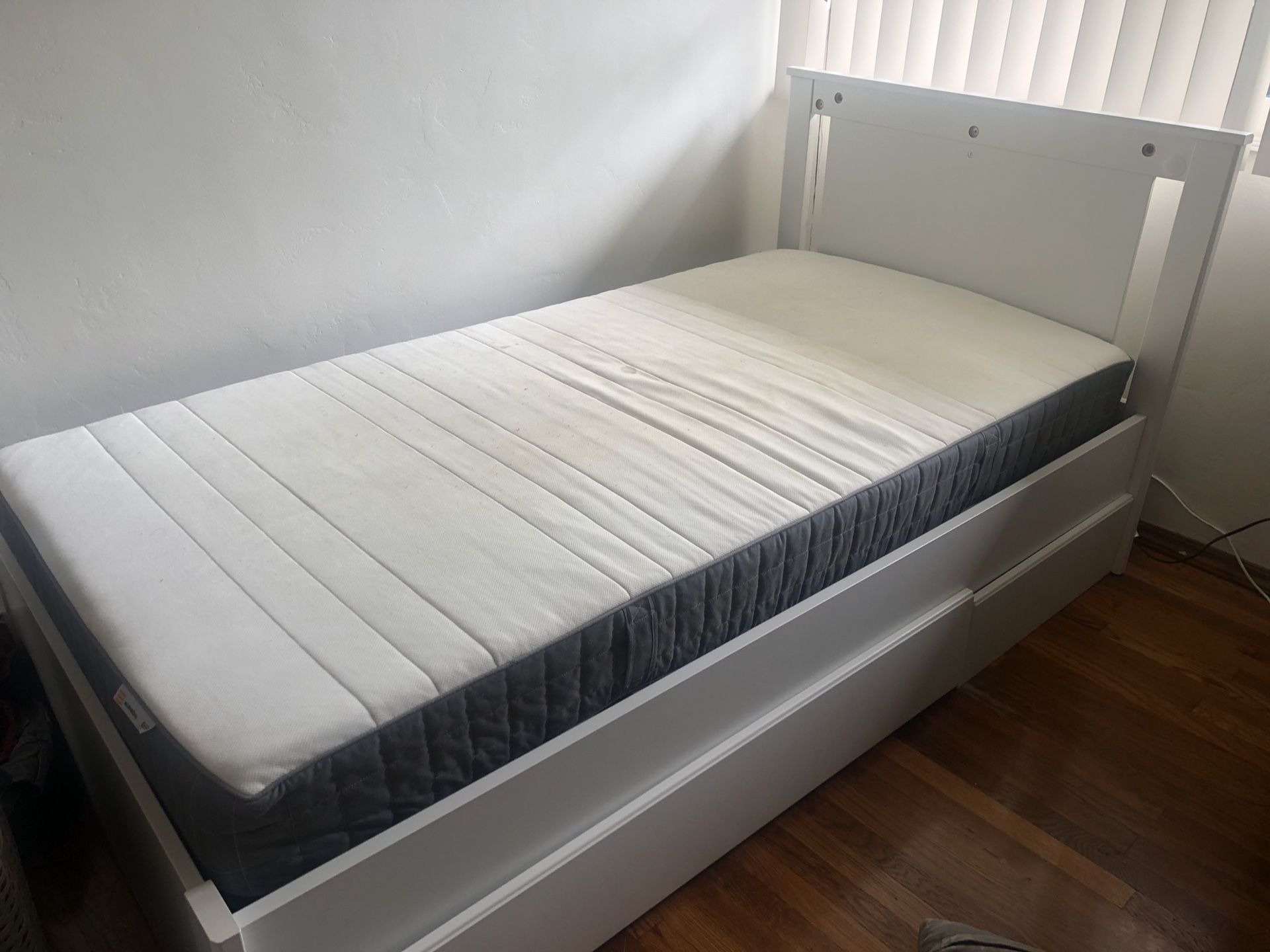 IKEA White twin frame and mattress