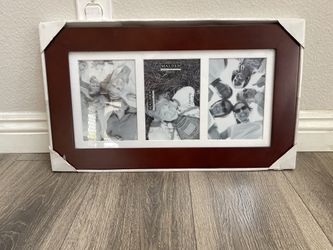 5" x 7" 3-Opening Chestnut Finish Photo Frame