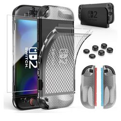 HEYSTOP Switch 2 Case for Nintendo Switch 2(2025), Switch 2 TPU Cover, Protector Case Cover for Switch 2 Accessories with 6 Thumb Caps and Screen Prot