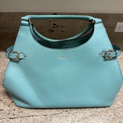 Kate Spade Structured Leather Tote – Turquoise, Gold Hardware