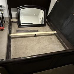 Ashley Furniture Queen Sleigh Bed and Dresser with Mirror