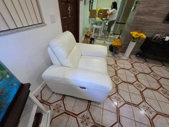 White Leather Power Recliner Chair