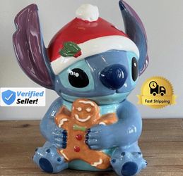 Stitch Christmas Gingerbread Cookie Jar Canister - NEW