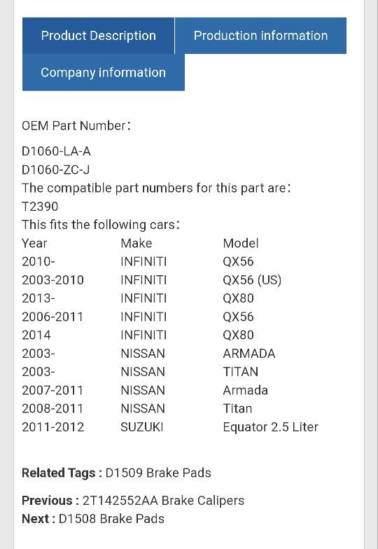 Brake Pads D1509
