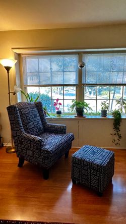 Wing Chair and Ottoman Set