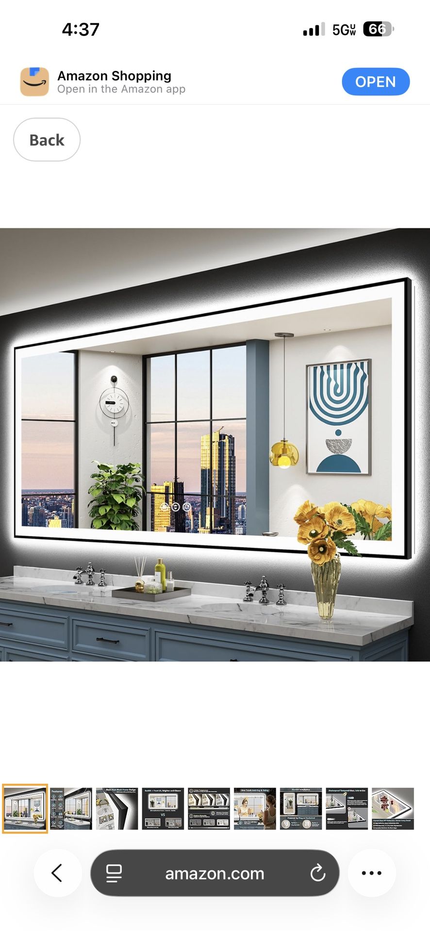 84x40 Black Framed LED Bathroom Mirror with Lights, Backlit + Front Lit, Anti-Fog Lighted Vanity Mirror for Bathroom Wall with 3 Colors, Stepless Dimm