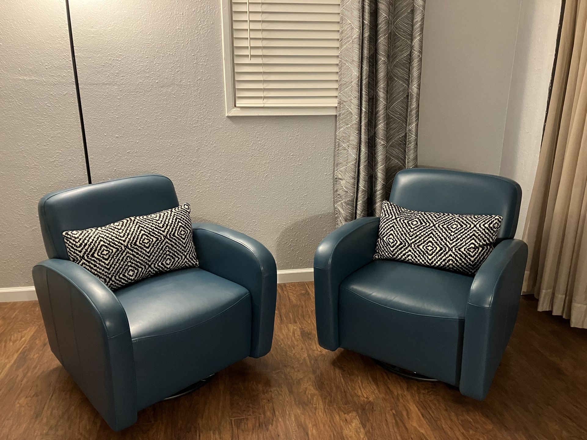Blue Leather Swivel chairs