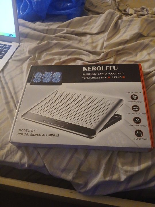 KEROLFFU Aluminum Panel Laptop Cooling Pad, Up to 17inch Notebook/Apple Riser