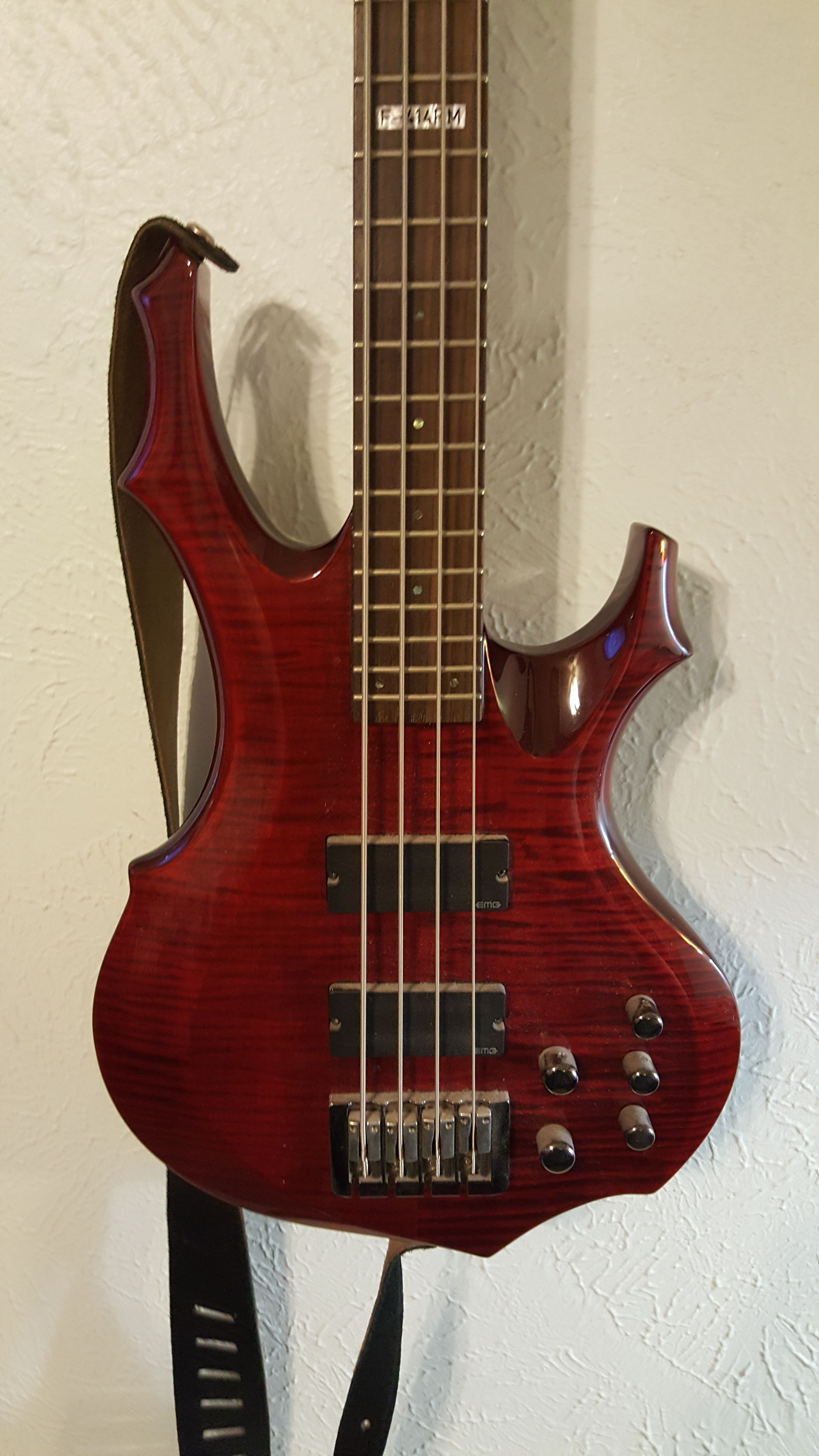 ESP LTD F-414 FM Bass Guitar and case