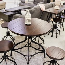 Odium Brown Counter Height Dining Table and Bar Stools (Set of 5) 