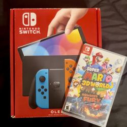 **Nintendo Switch OLED with Super Mario 3D World Bowsers Fury And 64 GB Micro SD
