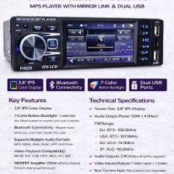 Blurred Vision Audio BV-MP5-P4020BT Single DIN 3.8" Car Stereo Radio FM Bluetooth MP5