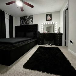 Black Bed Frame With Storage All Around 