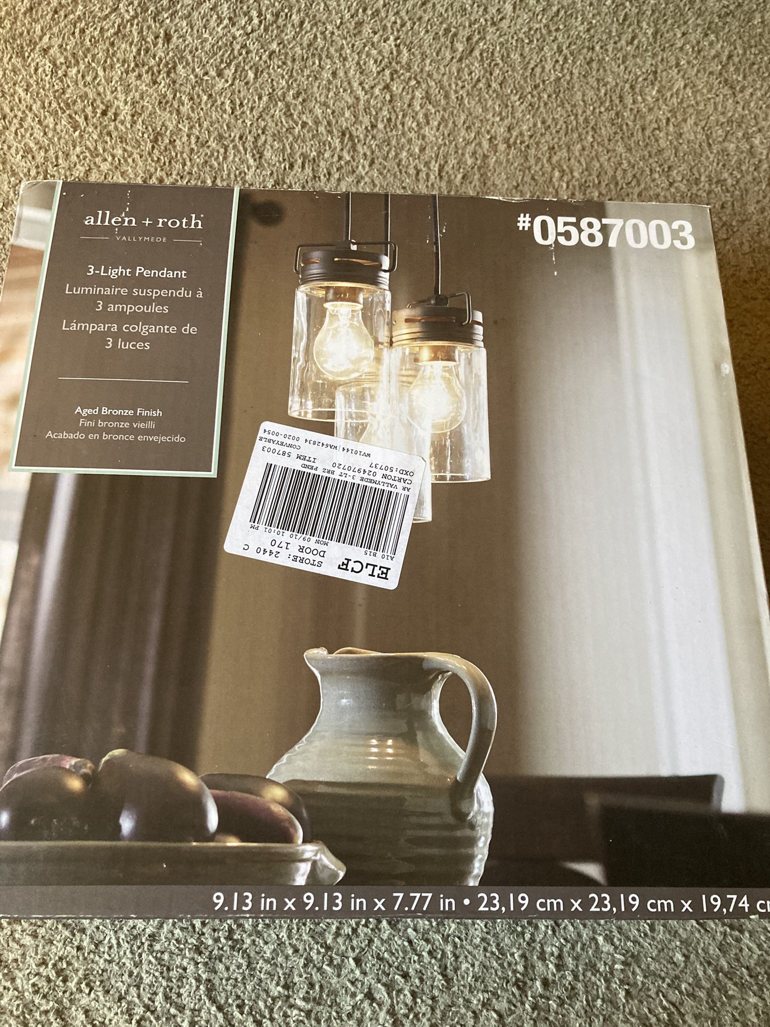 NewAllen + Roth 0587003 Valleymede 3-Light Pendant Aged Bronze Finish - $20