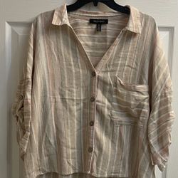 Brand New Ladies Stripe Button Up Top Size XL