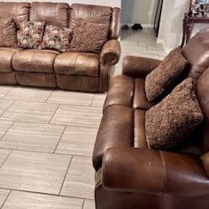 Brown Leather Sofa Set