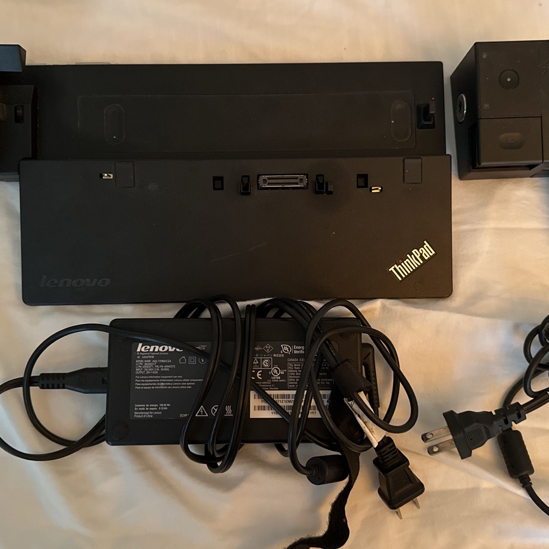 Lenovo laptop charger and docking station