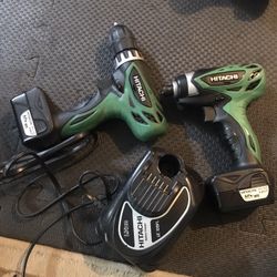 Hitachi well Walt drill and impact drill two batteries and charger