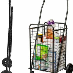 DMI Utility Cart with Wheels to be used for Shopping, Grocery, Laundry and Stair Climber Cart, Weighs 7.5 Pounds but holds up to 90 Pounds, Compact an