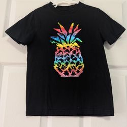 wonder nation Black Tee with Rainbow Pineapple Graphic Girls Size 4-5