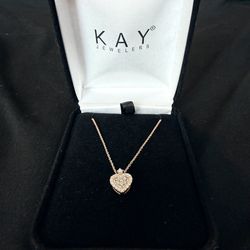 Kay Jewelers Diamond Heart Halo Necklace 10K Rose Gold