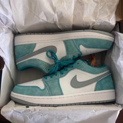 Air Jordan 1 Low Teal Suede Sneakers
