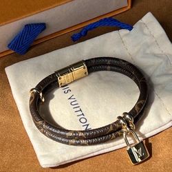Classic monogram print calfskin canvas bracelet brown calfskin bracelet unisex couples