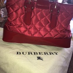 Authentic Burberry Red Quilted Tote Bag