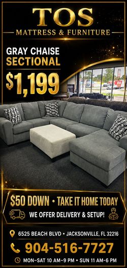 Gray Chaise Sectional 🚚WE DELIVER🚚