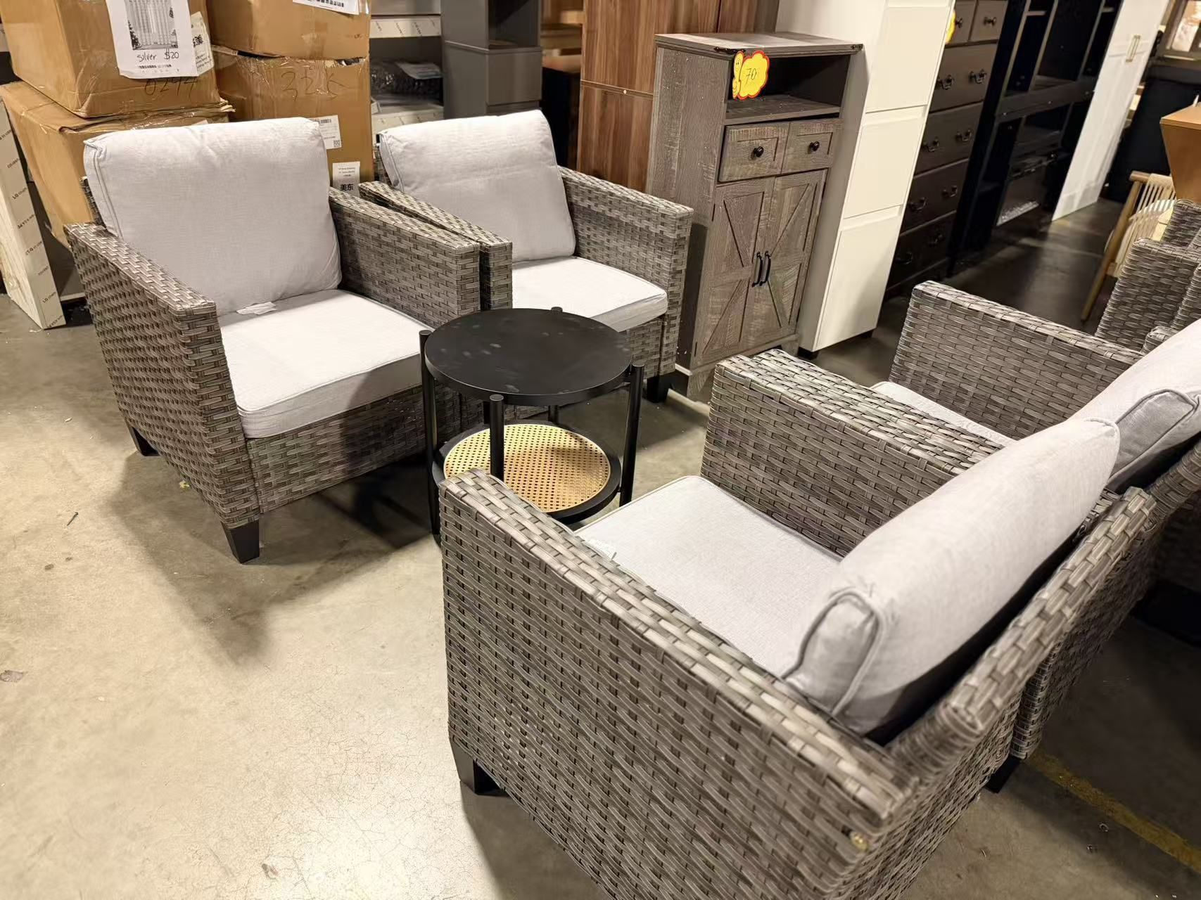 Patio Furniture Set, 5 Pieces Outdoor Conversation Set, grey cushion $199