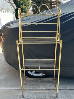 Gold Metal 3-Tier Freestanding Shelf Rack