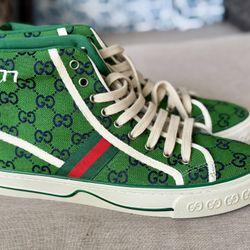Gucci 1977 Green Tennis Hi Top Sneakers