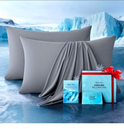 Ultra-Chill Cooling Pillowcase Set of 2 for Hot Sleepers, Softer Than Silk Pillow Cases for Protecting Hair & Skin, Breathable Bed Pillow Covers w/Zip