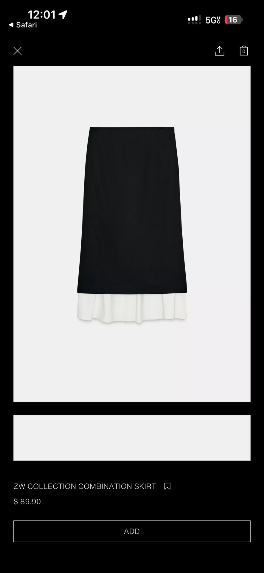 Zara ZW Collection Combination Skirt Size XL