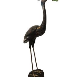 Antique Cloisonné Crane with Lily