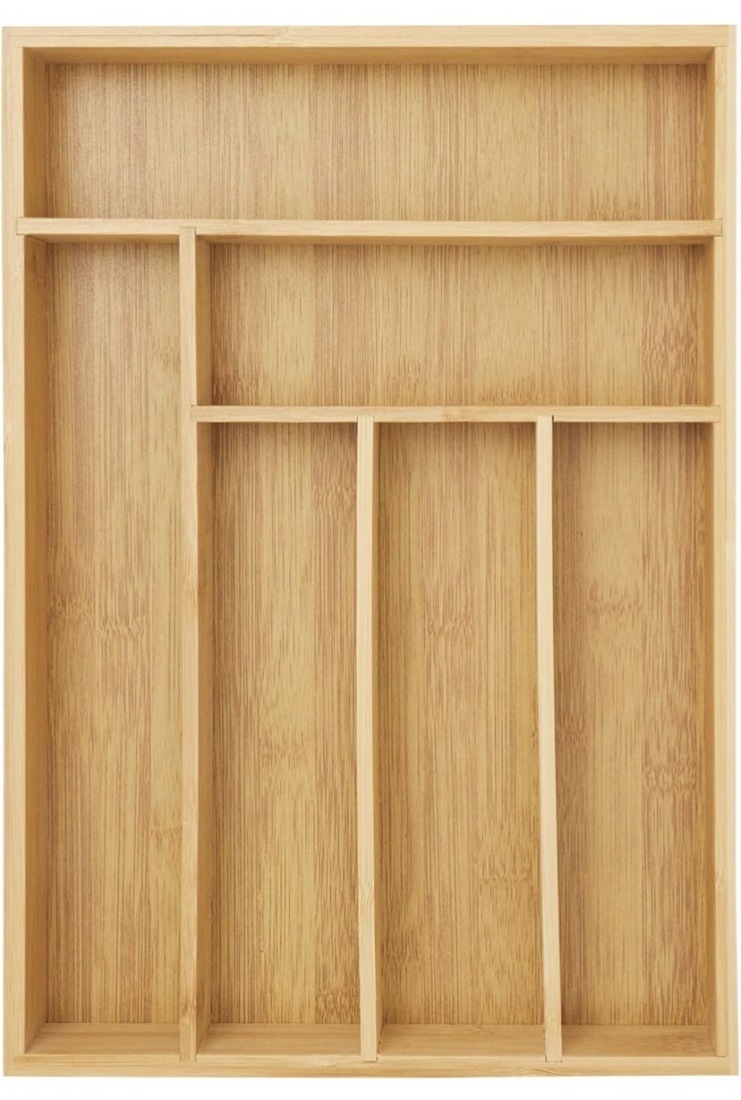 Bamboo telescopic drawer storage box kitchen knife silverware grid sorting bamboo wooden box stationery expandable stor