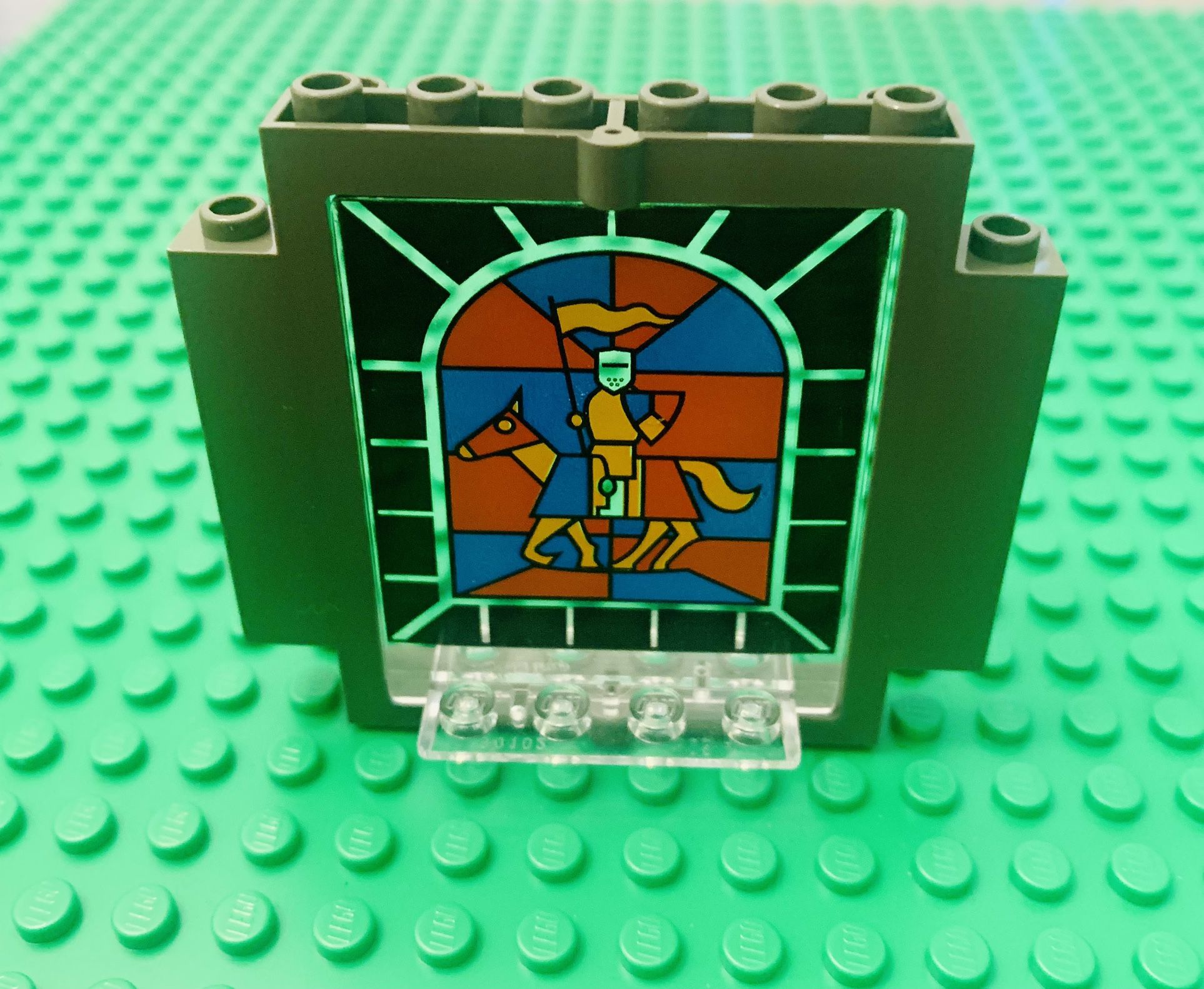 Lego Vintage Castle Door Swivel Flat Base Stained Glass Knight Pattern #6098