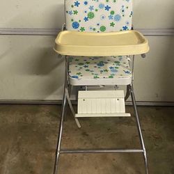 Vintage Comfort Lines Metal Highchair With Original  Strap